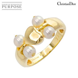 【新品同様】 クリスチャン ディオール Christian Dior リング 14号 アコヤ真珠 4.2mm K18 YG イエローゴールド 750 パール 指輪 Akoya Pearl Ring【中古】