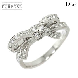 【新品同様】 クリスチャン ディオール Christian Dior #51 リング ダイヤ K18 WG ホワイトゴールド 750 指輪 リボン Diamond Ring【中古】