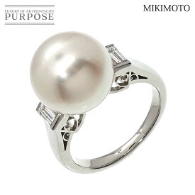 【新品同様】 ミキモト MIKIMOTO 12号 リング 白蝶真珠 12.6mm ダイヤ 0.44ct Pt プラチナ パール 指輪 South Sea pearl Ring【中古】