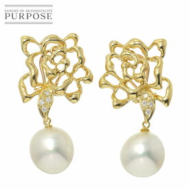 【新品仕上げ】 南洋真珠 ダイヤ 0.05ct×2 K18 YG イヤリング イエローゴールド 750 パール South Sea pearl Earrings Clip on 【中古】