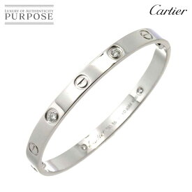 【新品同様】 カルティエ Cartier ラブ ブレス ハーフ ダイヤ 4P #16 K18 WG ホワイトゴールド 750 ブレスレット バングル Love Bracelet【中古】