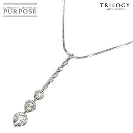 【新品同様】 トリロジー TRILOGY ダイヤ 1.052ct/0.10ct ネックレス 46cm Pt プラチナ Diamond Necklace【中古】