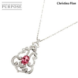 【新品同様】 クリスティーナ ハン Christina Han トルマリン 1.28ct ダイヤ 0.33ct ネックレス 60cm K18 WG 750 Necklace【ソーティング付き】【中古】