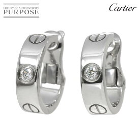【新品同様】 カルティエ Cartier ラブ ダイヤ ピアス K18 WG ホワイトゴールド 750 フープ Earrings Pierced【中古】