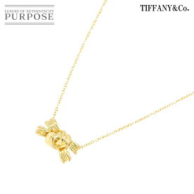 【新品同様】 ティファニー TIFFANY&Co. ネックレス 41cm K18 YG イエローゴールド 750 リボン Necklace【中古】
