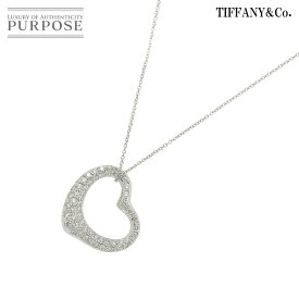 【新品同様】 ティファニー TIFFANY&Co. オープンハート 22mm ダイヤ ネックレス 41cm Pt プラチナ Diamond Necklace【中古】