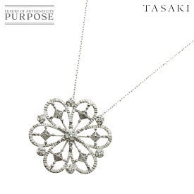 【新品同様】 タサキ TASAKI ダイヤ 0.13ct ネックレス 50cm K18 WG ホワイトゴールド 750 田崎真珠 Necklace【中古】