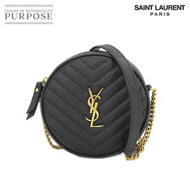 【未使用 展示品】 サンローラン パリ SAINT LAURENT PARIS ヴィニル チェーン ショルダー バッグ レザー ブラック 610436 Vinyle Round Camera Bag 【中古】