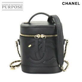 【未使用 展示品】 シャネル CHANEL バニティ 2way ハンド チェーン ショルダー バッグ レザー ブラック AS0323 ゴールド 金具 Vanity Bag 【中古】