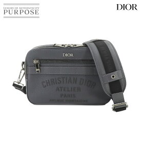 【新品同様】 クリスチャン ディオール Christian Dior サファリ メッセンジャー 2way ショルダー クラッチ バッグ レザー グレー 1SFPO101UAT Safari Messenger Bag 【中古】