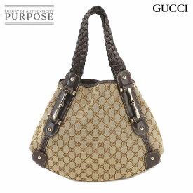 【新品同様】 グッチ GUCCI GGキャンバス トート バッグ レザー ベージュ ブラウン 162900 ゴールド 金具 Tote Bag 【中古】