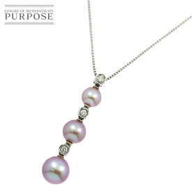 【新品仕上げ】 淡水真珠 ダイヤ 0.09ct Pt プラチナ ネックレス 45cm パール Pearl Necklace【中古】