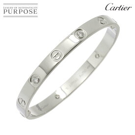 【新品同様】 カルティエ Cartier ラブ ブレス ハーフ ダイヤ 4P #16 K18 WG ホワイトゴールド 750 ブレスレット バングル Love Bracelet【証明書付き】【中古】