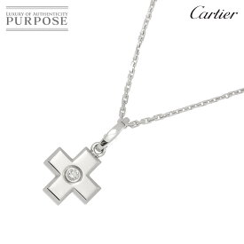 【新品同様】 カルティエ Cartier クロス ダイヤ ネックレス 50cm K18 WG ホワイトゴールド 750 Diamond Necklace【中古】