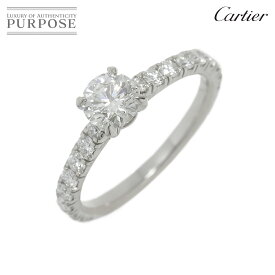 【新品同様】 カルティエ Cartier ソリテール ダイヤ 0.40ct G/VS1/3EX #45 リング Pt 指輪 Solitaire Diamond Ring 【証明書・鑑定書付き】【中古】