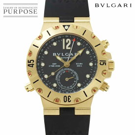 【OH 新品仕上げ 済み】 ブルガリ BVLGARI ディアゴノ スクーバ GMT SD38GGMT メンズ 腕時計 デイト ブラック 文字盤 K18YG イエローゴールド オートマ 自動巻き ウォッチ Diagono 【中古】