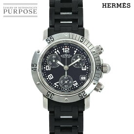 エルメス HERMES クリッパー ダイバー CL2 315 クロノグラフ レディース 腕時計 デイト ブラック 文字盤 クォーツ ウォッチ Clipper 【中古】