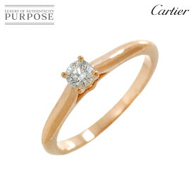 【新品同様】 カルティエ Cartier ソリテール ダイヤ 0.23ct F/VS1/3EX #55 リング K18 PG ピンクゴールド 750 指輪 Solitaire Ring【鑑定書・証明書付き】【中古】