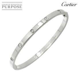 【新品同様】 カルティエ Cartier ラブ ブレス SM ハーフ ダイヤ 6P #15 K18 WG ホワイトゴールド 750 ブレスレット バングル Love Bracelet【証明書付き】【中古】