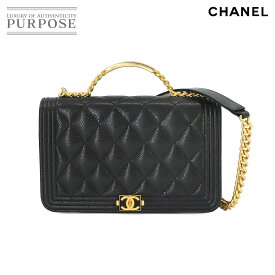 【未使用 展示品】 シャネル CHANEL ボーイシャネル チェーン ウォレット 長財布 キャビアスキン ブラック ゴールド 金具 Chain Wallet 【中古】