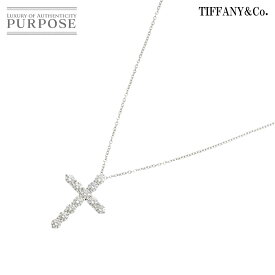 【新品同様】 ティファニー TIFFANY&Co. ミディアム クロス ダイヤ ネックレス 41cm Pt プラチナ Diamond Necklace【中古】