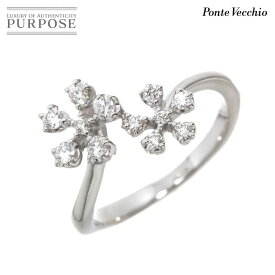 【新品同様】 ポンテヴェキオ Ponte Vecchio 7号 リング ダイヤ 0.21ct K18 WG ホワイトゴールド 750 指輪 花 Diamond Ring【中古】