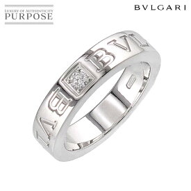 【新品同様】 ブルガリ BVLGARI ダブル ロゴ 5号 リング ダイヤ 1P K18 WG ホワイトゴールド 750 指輪 Double Logo Ring【証明書付き】【中古】