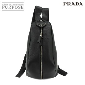 【新品同様】 プラダ PRADA 三角 バックパック リュックサック レザー ネロ ブラック 2VZ099 シルバー 金具 Backpack 【中古】