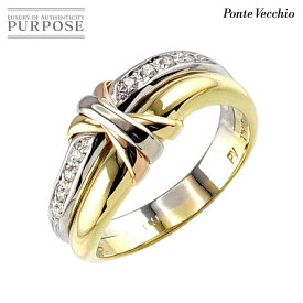 【新品同様】 ポンテヴェキオ Ponte Vecchio 14号 リング ダイヤ K18 YG WG PG スリーゴールド 750 指輪 Diamond Ring 【中古】