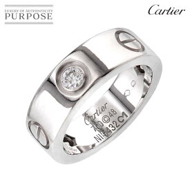 【新品同様】 カルティエ Cartier ラブ #48 リング ハーフ ダイヤ 3P K18 WG ホワイトゴールド 750 指輪 Love Ring【中古】