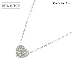 【新品同様】 ポンテヴェキオ Ponte Vecchio ダイヤ 0.30ct ネックレス 40cm K18 WG ホワイトゴールド 750 ハート Diamond Necklace【中古】