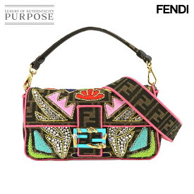 【未使用 展示品】 フェンディ FENDI マンマ バゲット 2way ハンド ショルダー バッグ ラインストーン ビーズ キャンバス マルチカラー 8BR600 Mamma Baguette 【中古】