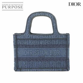 【新品同様】 クリスチャン ディオール Christian Dior オブリーク デニム ブック トート ミニ バッグ キャンバス ブルー Book Tote Mini 【中古】