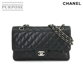 シャネル CHANEL マトラッセ 25 チェーン ショルダー バッグ キャビアスキン レザー ブラック A01112 シルバー 金具 Matelasse 25 Bag 【中古】