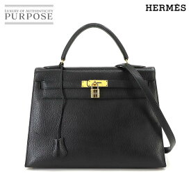 エルメス HERMES ケリー 32 2way ハンド ショルダー バッグ アルデンヌ ブラック 〇Y刻印 外縫い ゴールド 金具 Kelly 【中古】