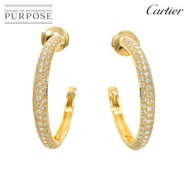 【新品同様】 カルティエ Cartier パヴェダイヤ フープ ピアス K18 YG イエローゴールド 750 Diamond Earrings Pierced【証明書付き】【中古】