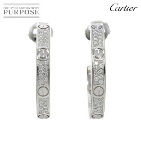 【新品同様】 カルティエ Cartier ラブ ピアス パヴェ ダイヤ K18 WG ホワイトゴールド 750 フープ Love Earrings Pierced【証明書付き】【中古】