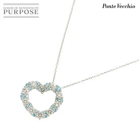 【新品同様】 ポンテヴェキオ Ponte Vecchio ダイヤ 0.66/0.38ct ネックレス 40cm K18 WG ホワイトゴールド 750 ハート Diamond Necklace【証明書付き】【中古】