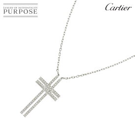 【新品同様】 カルティエ Cartier クロス ダイヤ ネックレス 43cm K18 WG ホワイトゴールド 750 Necklace【証明書付き】【中古】