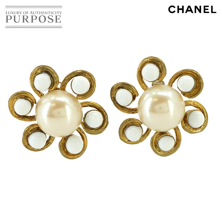 楽天市場】シャネル CHANEL フラワー フェイクパール イヤリング 