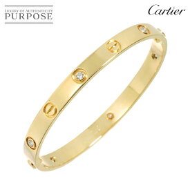 【新品同様】 カルティエ Cartier ラブ ブレス ハーフ ダイヤ 6P #17 K18 YG イエローゴールド 750 ブレスレット バングル Love Bracelet【中古】