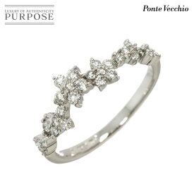 【新品同様】 ポンテヴェキオ Ponte Vecchio 9号 リング ダイヤ 0.32ct K18 WG ホワイトゴールド 750 指輪 花 Diamond Ring【中古】