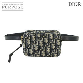 【未使用 展示品】 クリスチャン ディオール Chiristian Dior オブリーク ウエストバッグ ボディバッグ キャンバス レザー ネイビー Waist Bag 【中古】