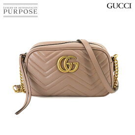 【新品同様】 グッチ GUCCI GGマーモント スモール ショルダー バッグ レザー ベージュ 447632 ゴールド 金具 GG Marmont Bag 【中古】