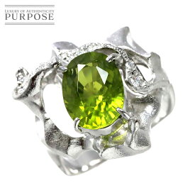 【新品仕上げ】 リング 13号 ペリドット 3.84ct ダイヤ 0.23ct K18 WG ホワイトゴールド 750 指輪 Peridot Ring【中古】