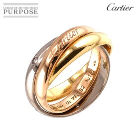 【新品同様】 カルティエ Cartier トリニティMM #50 リング ダイヤ 5P YG WG PG スリーゴールド 750 3連 指輪 Trinity Diamond Ring【証明書付き】【中古】