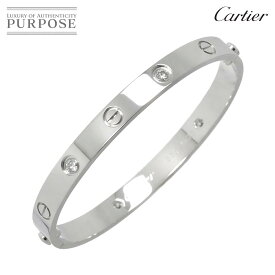 【新品同様】 カルティエ Cartier ラブ ブレス ハーフ ダイヤ 4P #17 K18 WG ホワイトゴールド 750 ブレスレット バングル Love Bracelet【証明書付き】【中古】