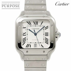 【新品仕上げ 済み】 カルティエ Cartier サントスドゥカルティエLM WSSA0009 メンズ 腕時計 デイト シルバー オートマ 自動巻き ウォッチ Santos De Cartier 【中古】