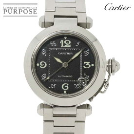 カルティエ Cartier パシャC W31043M7 ボーイズ 腕時計 デイト ブラック 文字盤 オートマ 自動巻き ウォッチ Pasha C 【中古】