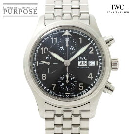 IWC スピットファイア IW370618 クロノグラフ メンズ 腕時計 デイデイト ブラック 文字盤 オートマ 自動巻き インターナショナル ウォッチ カンパニー Spitfire 【中古】